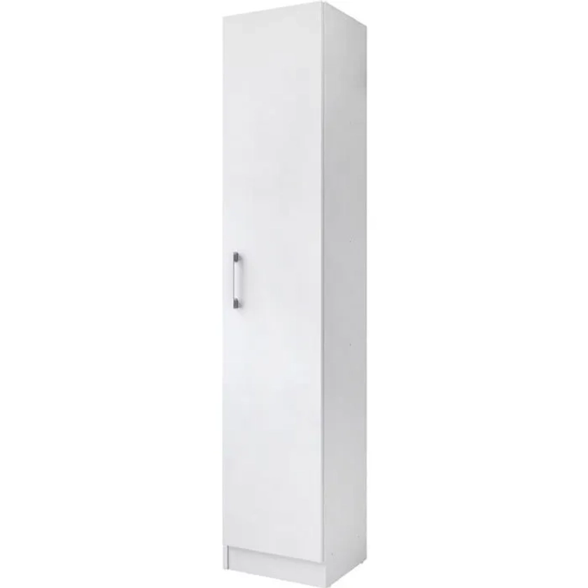 Armoire, placard de rangement avec 1 porte coloris blanc - longueur 35 x profondeur 32 x hauteur 170 cm