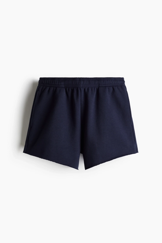 Short en molleton - Taille régulière - Courte - Bleu marine - FEMME | H&M FR