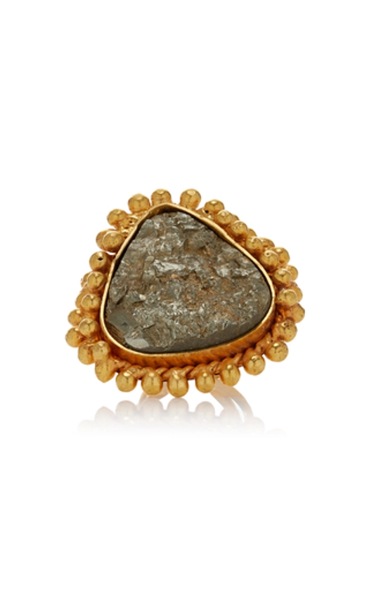 Sterling Silver Gold Plated 18k Vermeil One-of-a-Kind Pyrite Ring