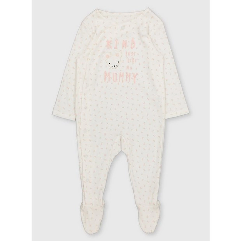 Buy White Kind Like My Mummy Sleepsuit Up to 1 mth | Sleepsuits and pyjamas | Tu