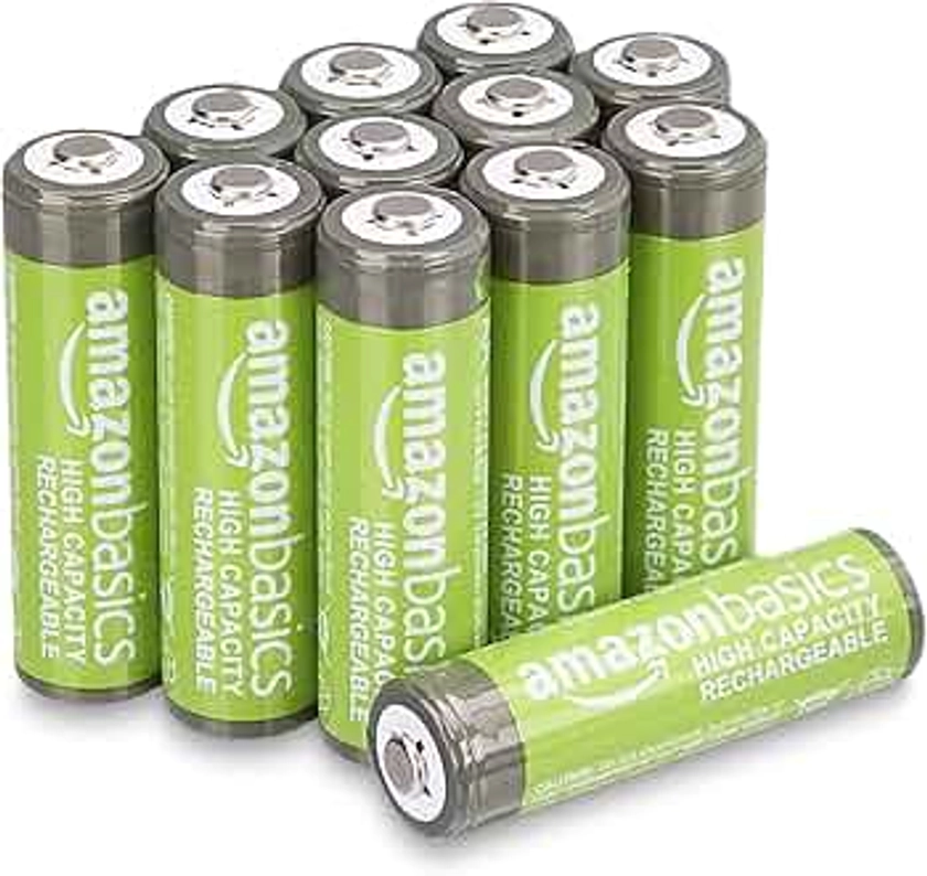 Amazon Basics AA High-Capacity Rechargeable Batteries 2400mAh, 12 Pack, Pre-charged, NiMh