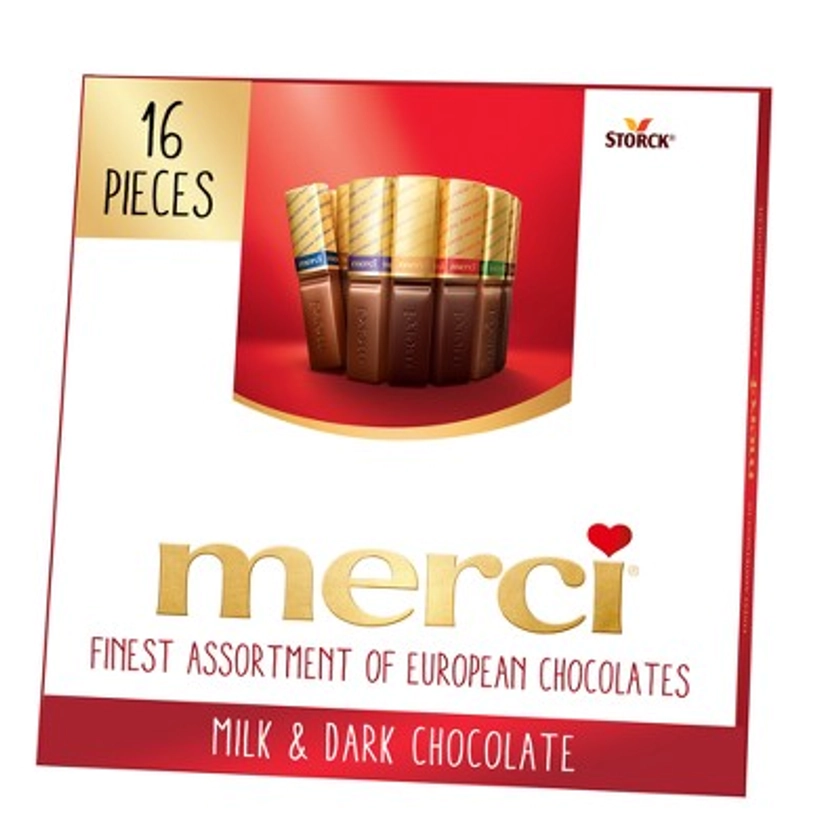 Merci Finest Assortment of European Chocolates, Candy Gift Box - 16ct/7oz