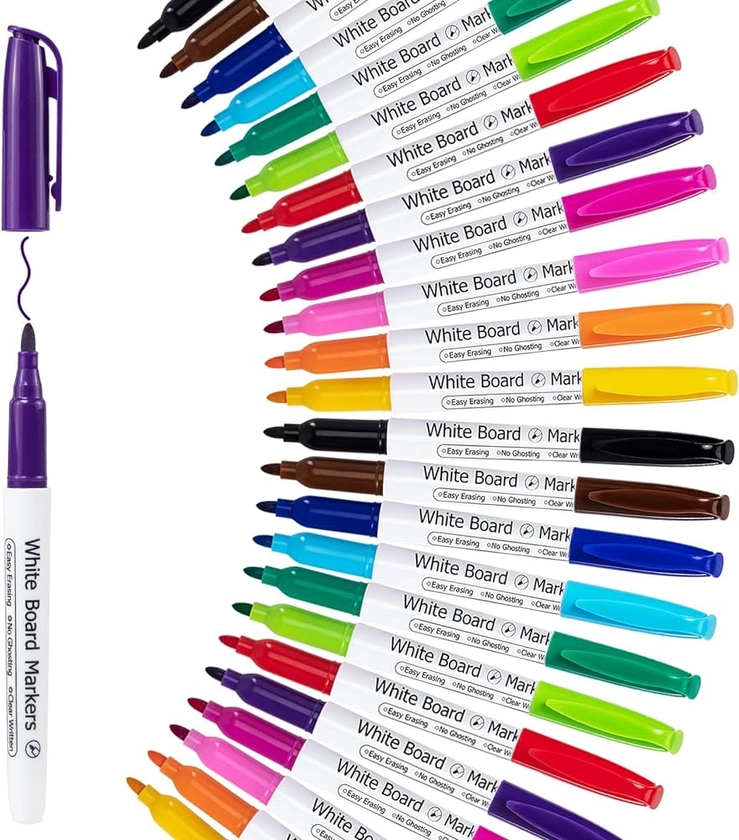 Whiteboard Pens, Whiteboard Markers, White Board Markers Erasable, White Board Pens Colour, Dry Wipe Pens for Whiteboard (24 Pack, 12 Colors) : Amazon.co.uk: Stationery & Office Supplies