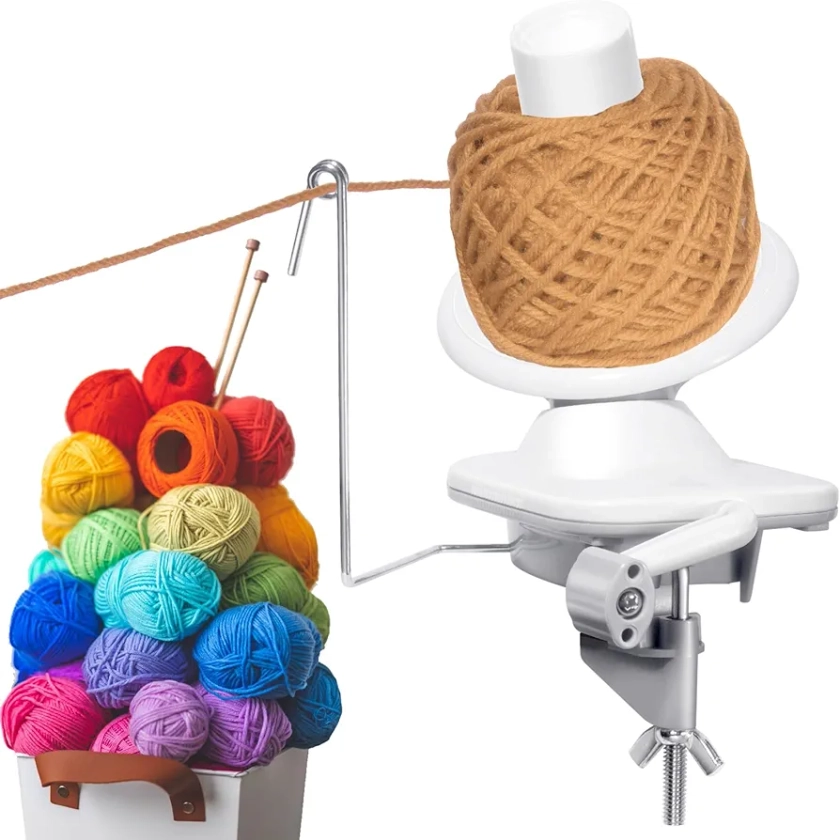 CESUSME Yarn Ball Winder, Yarn Wool String Ball Cake Winder, Hand Operated Winding Wool Winder Machine, Ball Winder for Yarn Tabletop Clamp, Yarn Cake Winder