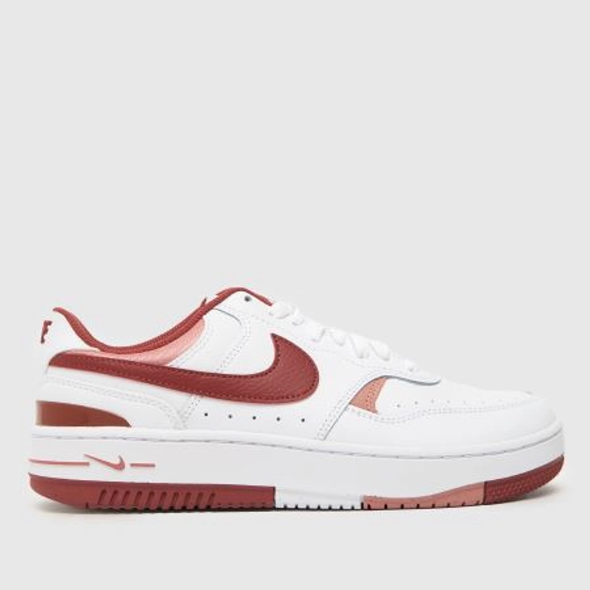 Nikegamma force trainers in white & burgundy