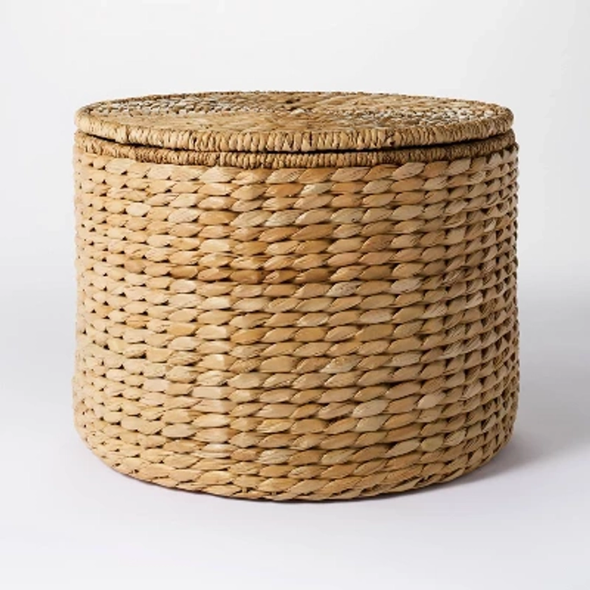 Woven Storage Ottoman Natural - Threshold™ designed with Studio McGee: Round Metal Frame, No Assembly, Lacquered Finish