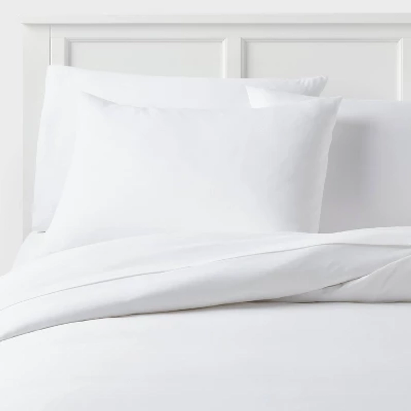 Full/Queen Cotton Blend Sateen Duvet Cover and Sham Set White - Room Essentials™: 225 Thread Count, OEKO-TEX Certified