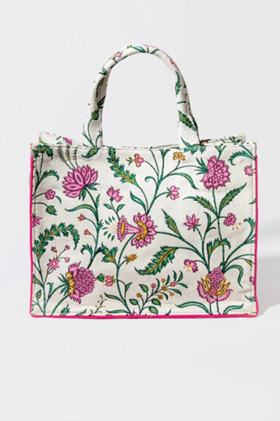 Evelyn Floral Multi Color Rectangle Tote Handbag