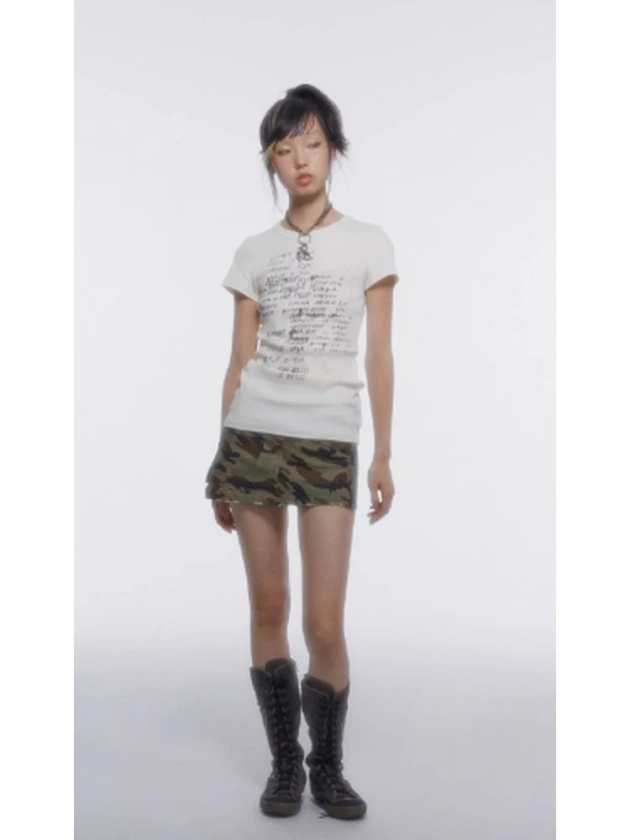 Camo print culottes shorts【s0000002720】