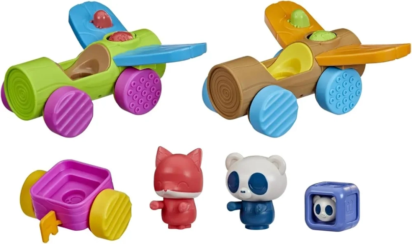 Playskool- CRITTERS Roll and GO Panda d'animaux Amusants pour Tout-Petits à partir de 1 an, Contient 2 véhicules et 2 Figurines (Amazon Exclusive), F4665FF2, Multicolore