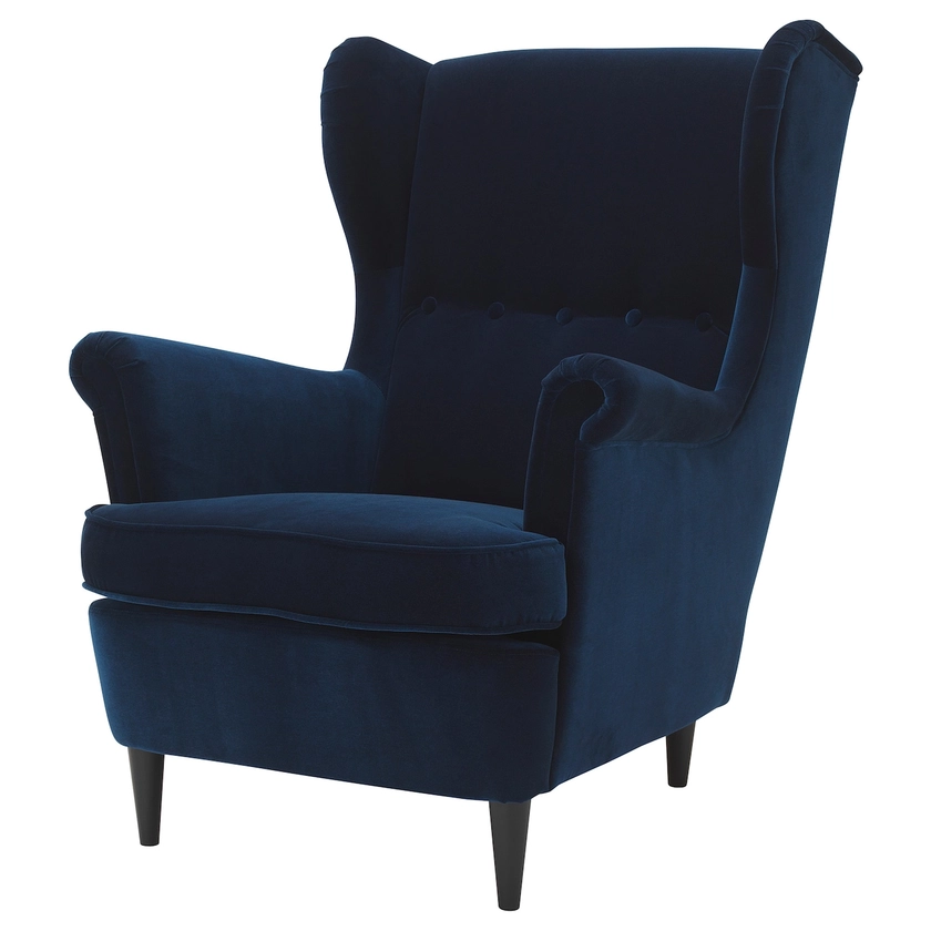 STRANDMON Wing chair, Djuparp dark green-blue - IKEA