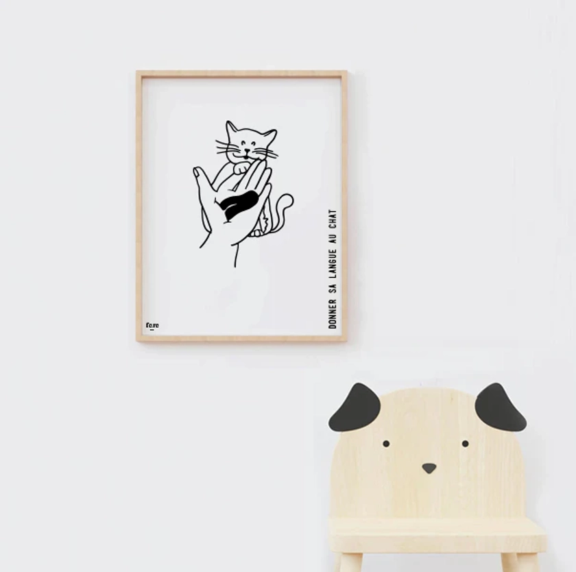 Affiche Expression - Donner sa langue au chat