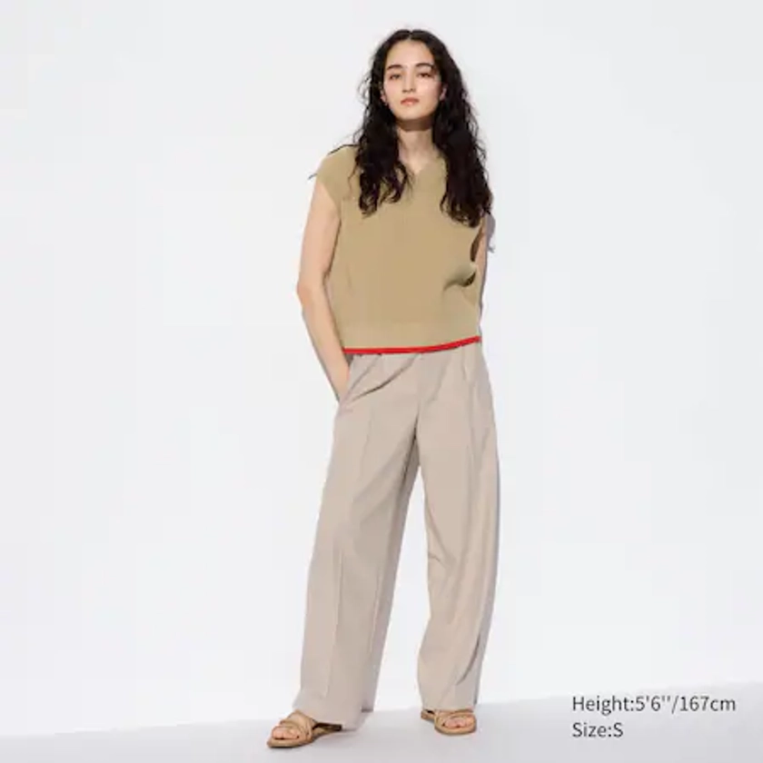 Pleated Wide Leg Trousers | UNIQLO GB