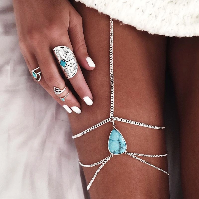 Bohemian Turquoise Leg Jewelry