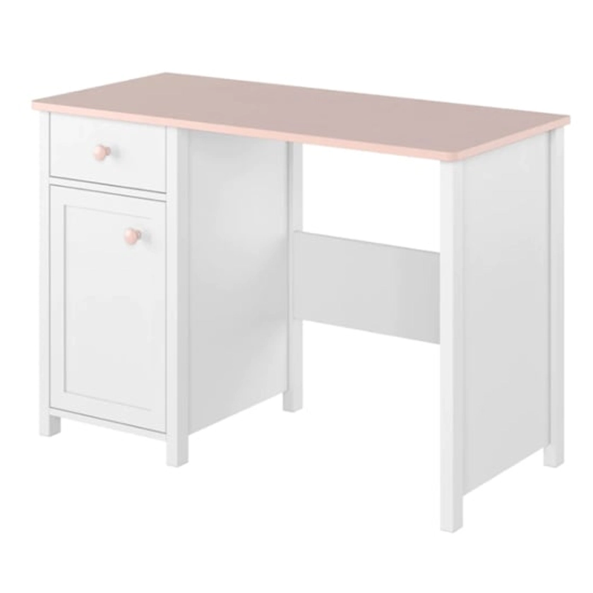 Lenoir Kids Wooden Computer Desk 1 Door 1 Drawer In Matt White | FiF