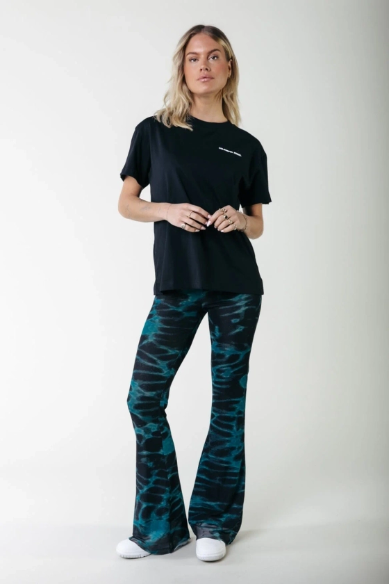 Animal Mesh Flare Pants | Storm green