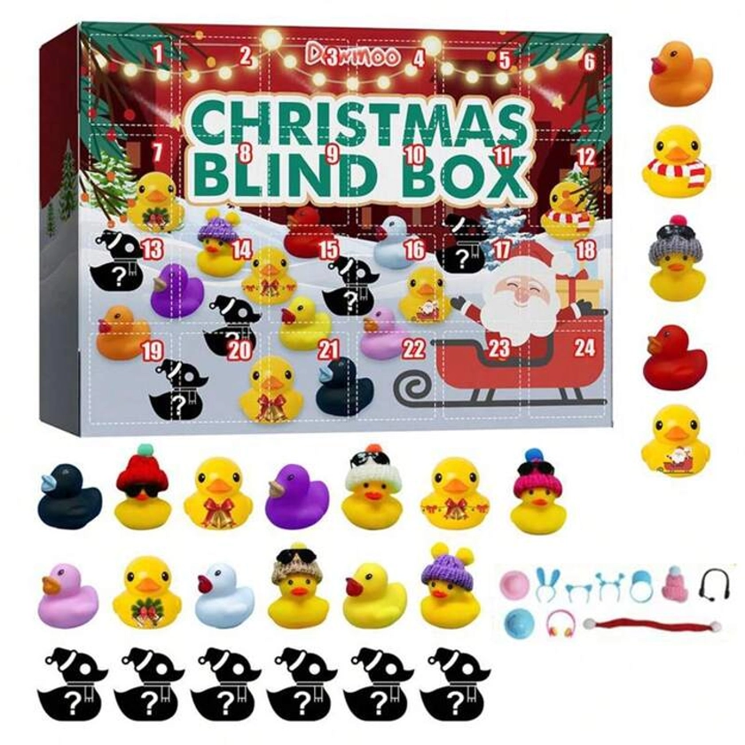 2023 Christmas Advent Calendar With Surprise Boxes Including 24pcs Of Christmas Themed Goodies Rubber Ducks Toy Not All Are Ducks, May Contain Accessories