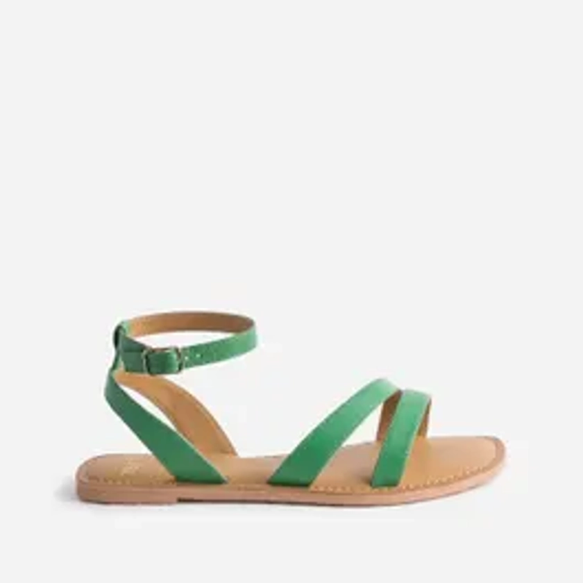 Sandale TEXTO vert en cuir