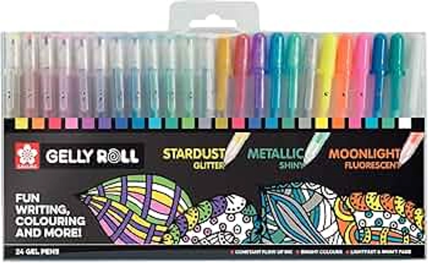 Sakura Gelly Roll Lot de 24 stylos gel Stardust métallisé clair de lune