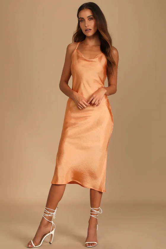 Lowe Light Orange Strappy Midi Dress