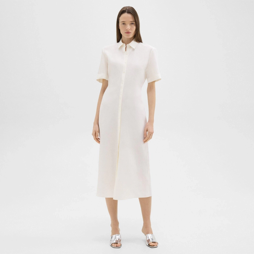Galena Linen Short-Sleeve Shirt Dress | Theory