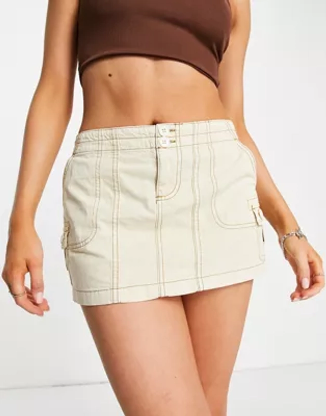 Reclaimed Vintage inspired cargo mini skirt in stone | ASOS