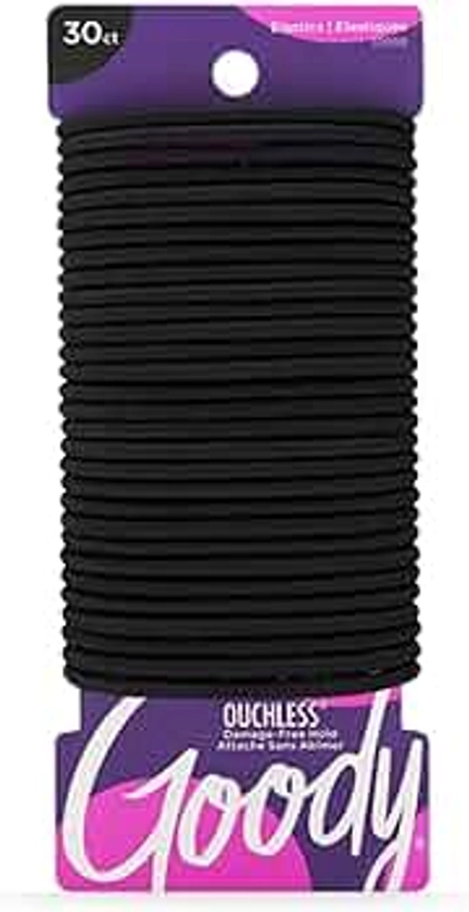 Goody Ouchless Womens Elastic Hair Tie - 30 Count, Black - 4MM for Medium Hair- Hair Accessories for Women Perfect for Long Lasting Braids, Ponytails and More - Pain-Free