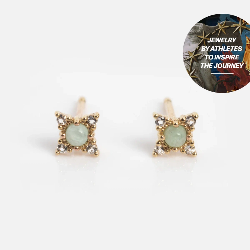 Courtney Frerichs x Local Eclectic Solid Gold Amazonite Starburst Studs | Local Eclectic