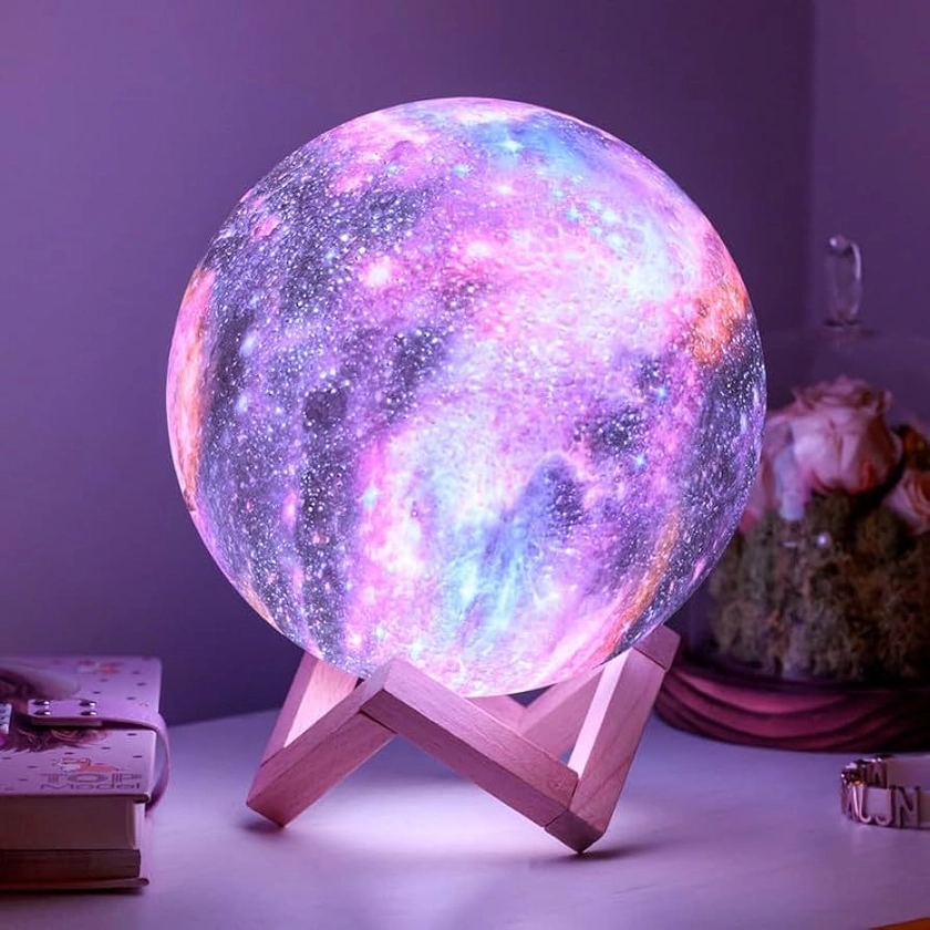 Mind-Glowing Galaxy Moon Lamp - Cool Space Night Light for Kids - Touch/Remote Control, 16 Colors, Stand - Teen Girls Trendy Stuff - Birthday Gifts Ideas for Any Year Old Teenage Girl (4.7 inch)