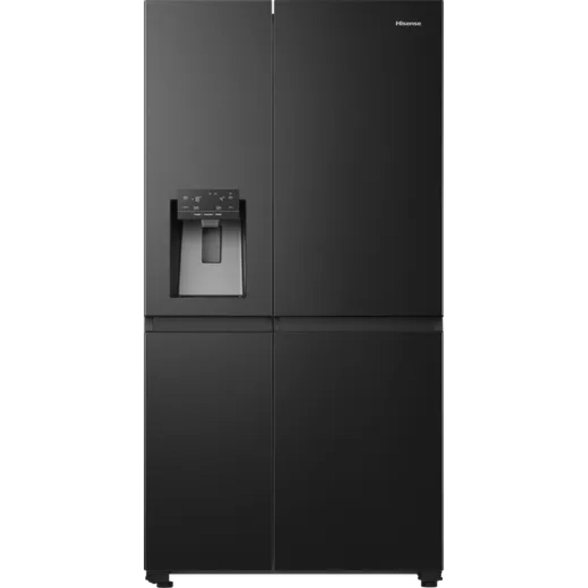 Hisense RS818N4TFE Wifi Connected Non-Plumbed Total No Frost American Fridge Freezer - Black / Stainless Steel - E Rated