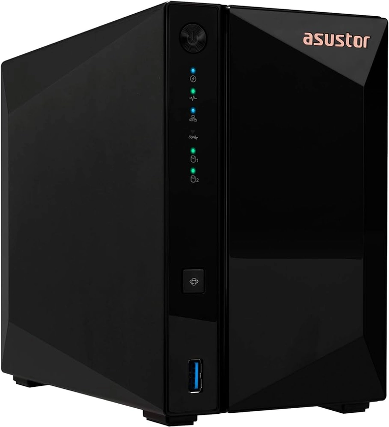 Asustor Drivestor 2 Pro AS3302T 2 Baies NAS Serveur Boîtier, Quad Core 1.4 GHz CPU, 2.5GbE port, 2Go RAM DDR4 (sans Disque)