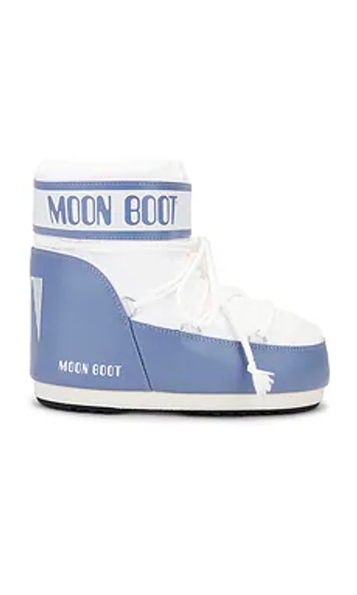 MOON BOOT Icon Low Boot in Elephant Grey & White from Revolve.com