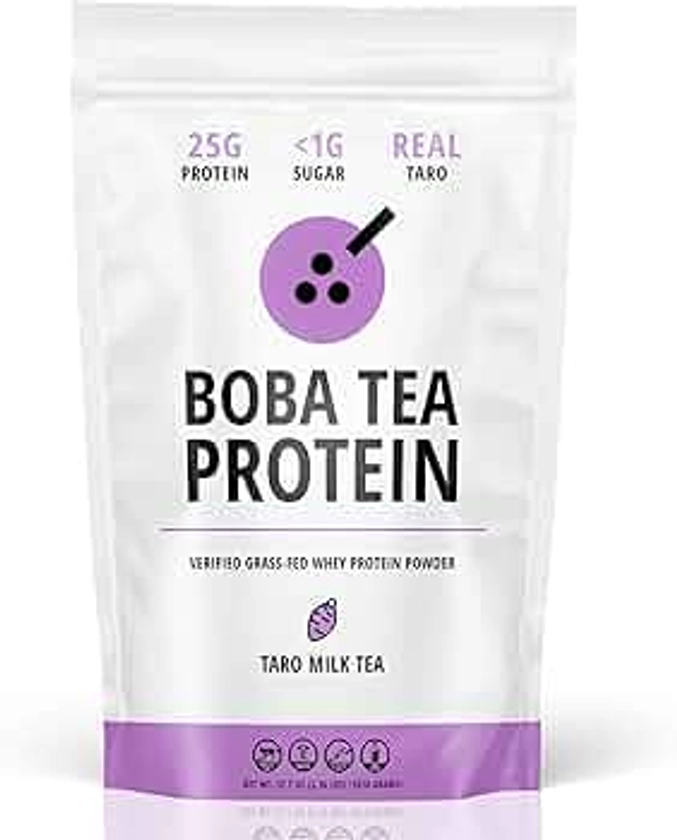 Boba Tea Protein Taro Milk | 25g Grass-Fed Whey Protein Isolate Powder | Gluten-Free & Soy-Free Bubble Tea Drink | Real Ingredients & Lactose-Free Protein Drink | 25 Servings