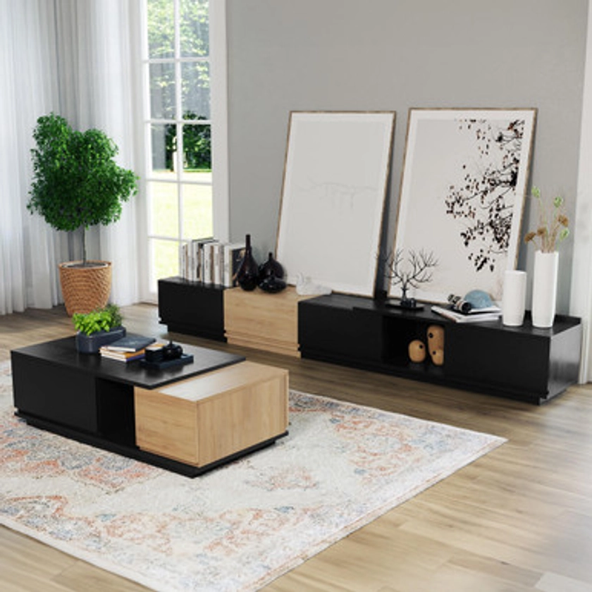 Freda Entertainment Unit and Coffee Table Package - Black