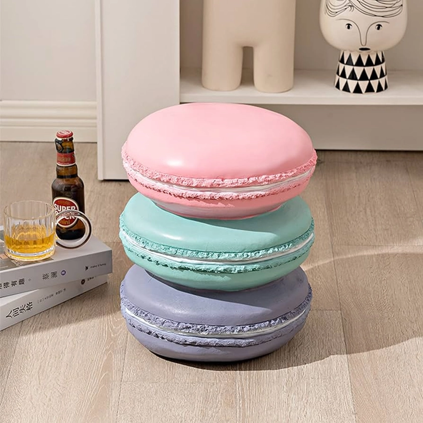 DADEA Food Stool, Simulated Food Small Ottoman Foot Rest, Food Shape Shoe Changing Stool, Soft Resin Fun Ingenious Decorative Low Ottoman Stool for Home Living Room Bedroom(Sweetheart Cookie)