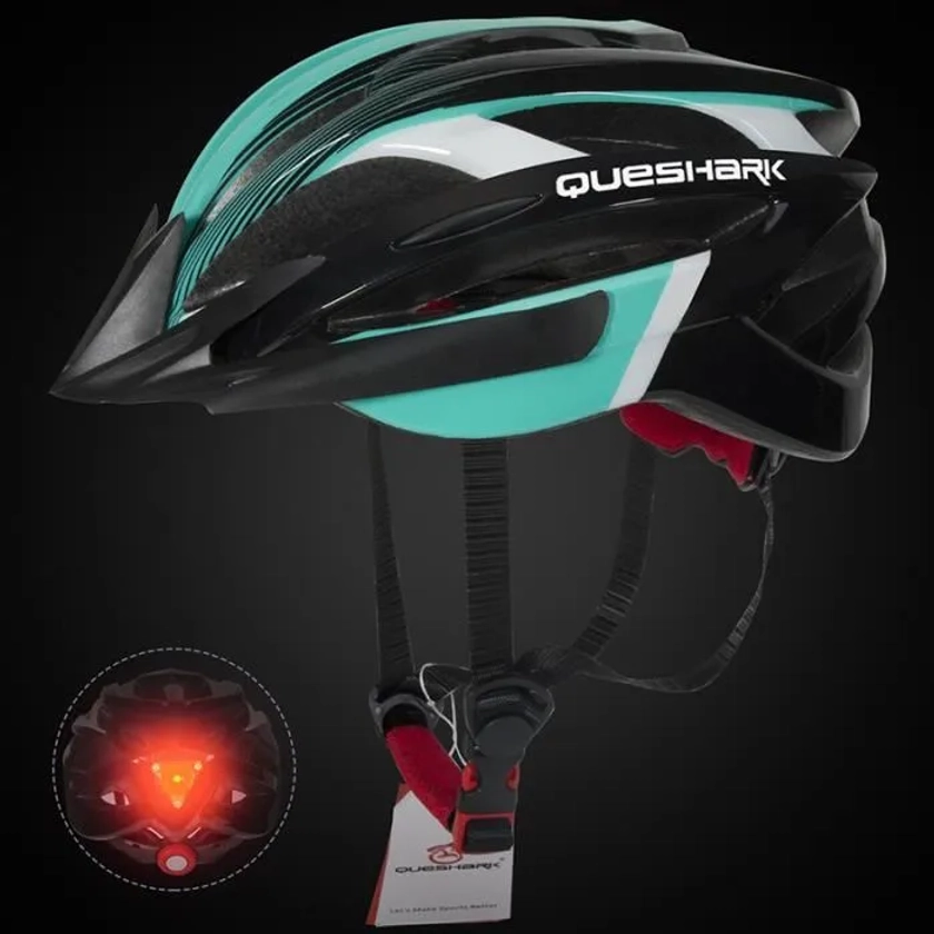 Casque de vélo QUESHARK - QE114 Blue - Hommes Femmes - Ultraléger - Feu arrière LED