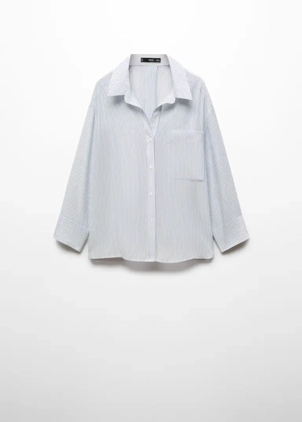 Gestreepte blouse met zak - Dames | Mango Nederland