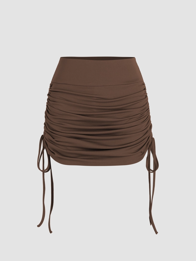 Ruched Drawstring Mini Skort