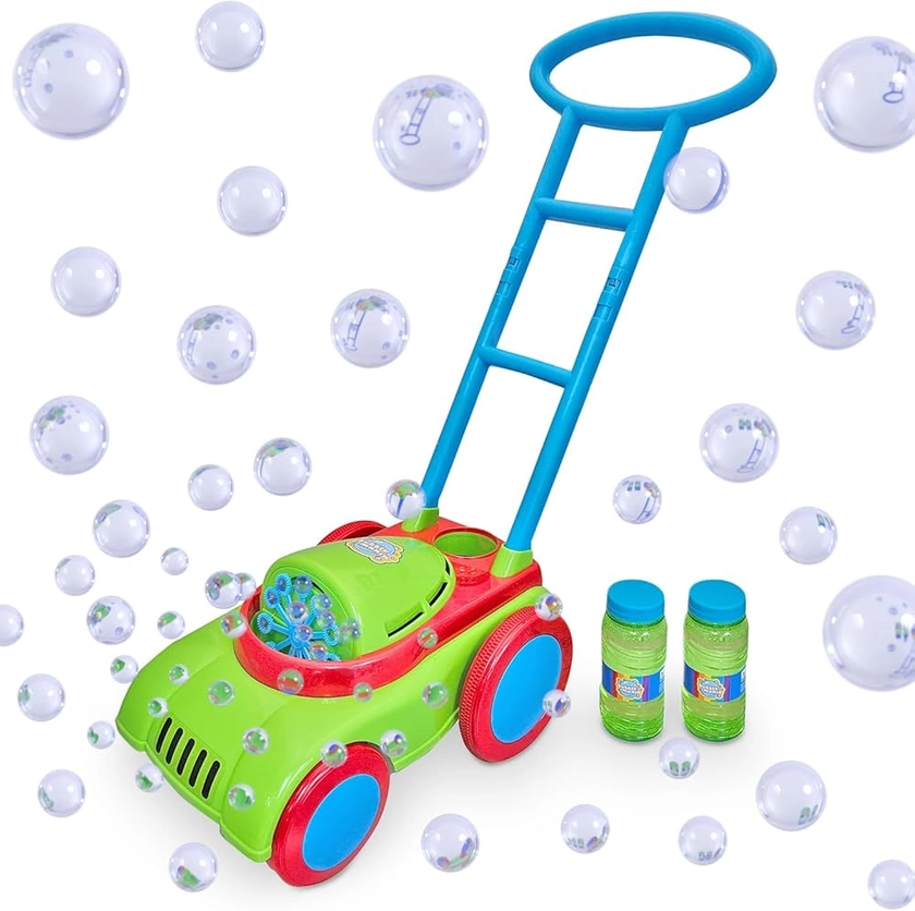 Bubble Mania Bubble Lawn Mower Toy - Friction Powered, No Batteries Required - Bubble Mower For Kids - Kids Garden Toys - Kids Toy Bubble Lawnmower - Toddler Outdoor Garden Toys For 2 Year Olds Plus