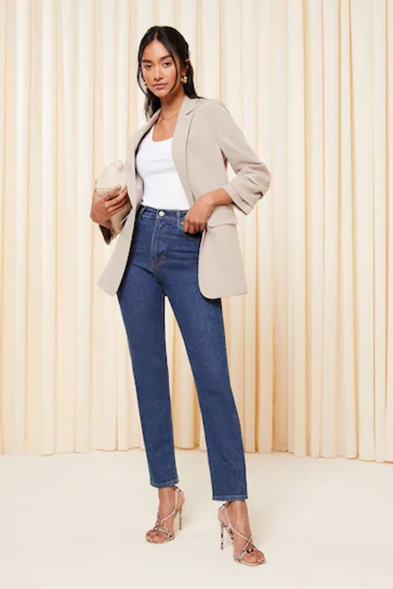 Friends Like These Taupe Brown Edge to Edge Tailored Blazer