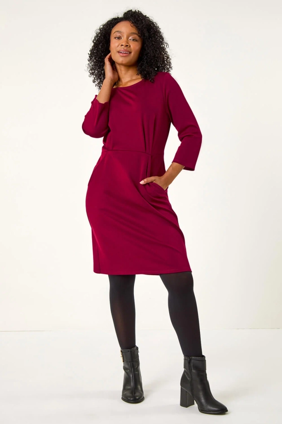 Fuchsia Petite Bodycon Pocket Stretch Dress | Roman UK