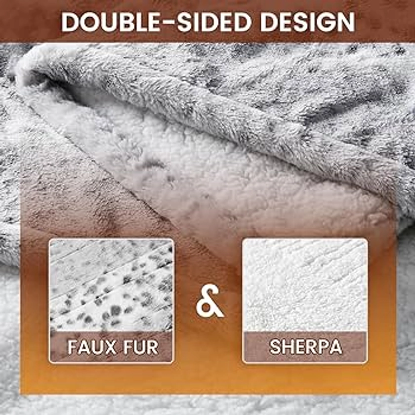 Bearhug Electric Blanket Heated Blanket Full Size 77"x 84" Warm Heating Blanket Gift Reversible Faux Fur & Sherpa 10 Heating Levels & 1-12H Auto Off, Machine Washable, Over-Heat Protect, ETL Certified