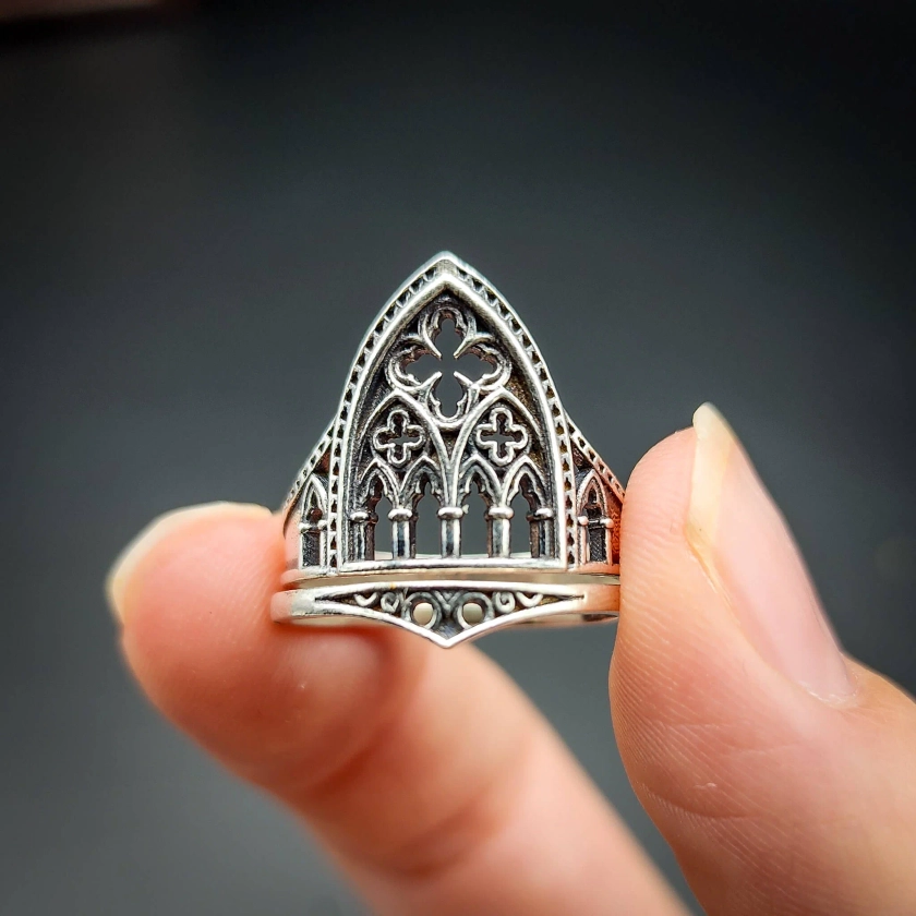 Silver Cathedral Window Ring Set