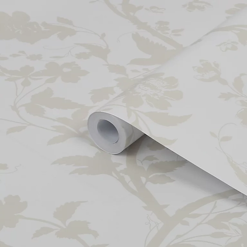 Laura Ashley Oriental Pearlescent white Garden Smooth Wallpaper Sample | DIY at B&Q