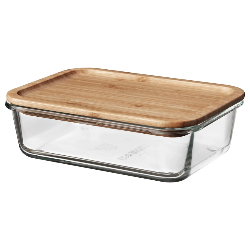 IKEA 365+ Food container with lid - rectangular glass/bamboo 1.0 l