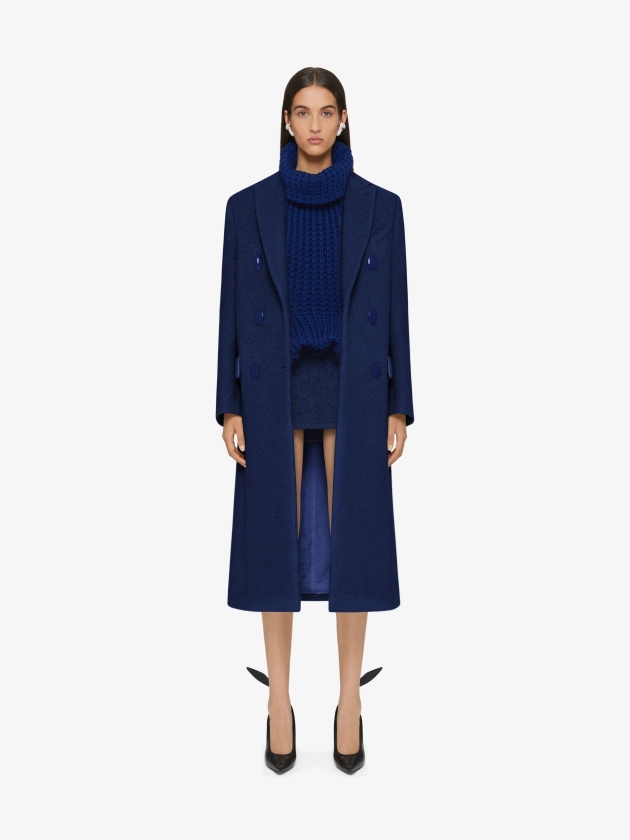 Manteau en laine bouclette d'alpaga - bleu saphir | GIVENCHY FR