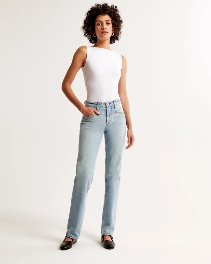 Mujer Jeans rectos de tiro medio estilo años 90 | Mujer Ofertas | Abercrombie.com