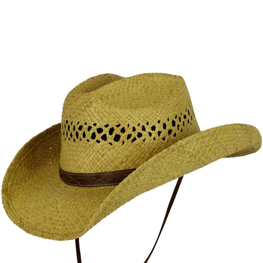 Conner Hats X Band Raffia Straw Cowboy HatTan / Small/Medium