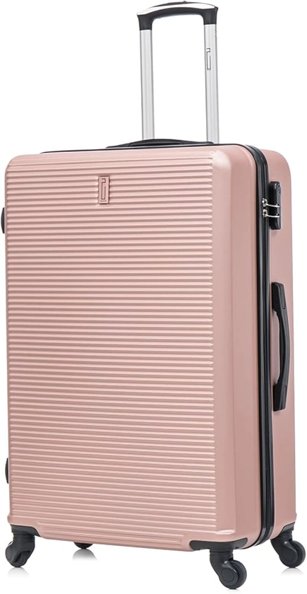 CELIMS - Grande Valise de Voyage Rose Gold Rigide à 4 roulettes Légère Taille Soute 23kg 75cm Femme | Serrure Intégré | ABS | Valise Grande Taille avec 4 Roues 75cm | Valise Rose Gold Femme