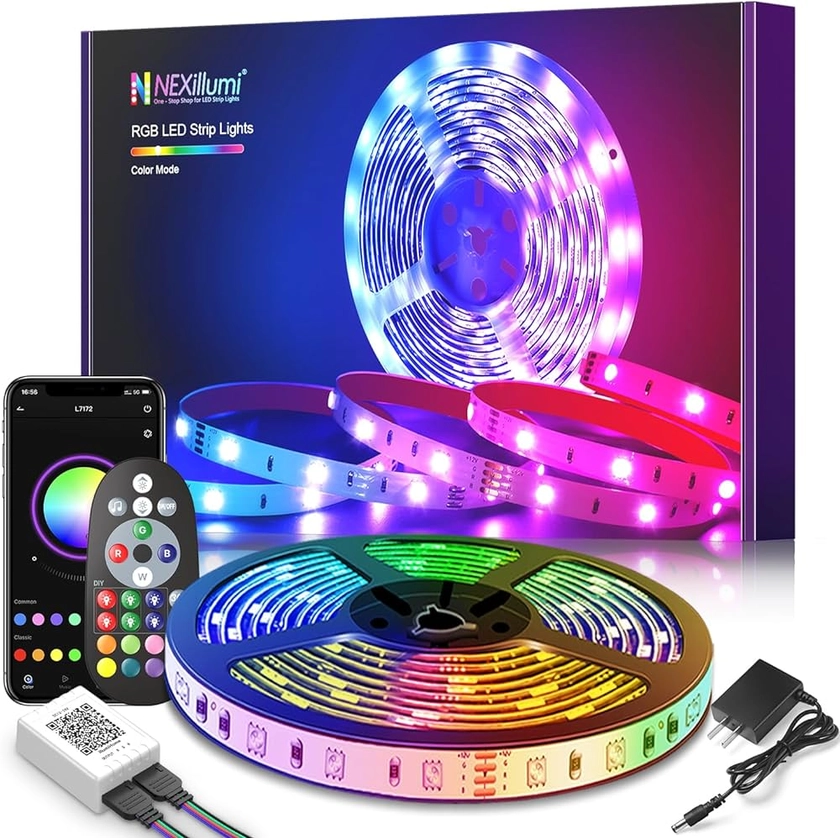 Nexillumi Led Lights for Bedroom 100ft with Color Changing LED Strip Lights with Remote and APP Control RGB Lighting Strip for Indoor Party Home Room Decor and Luces LED para Cuarto